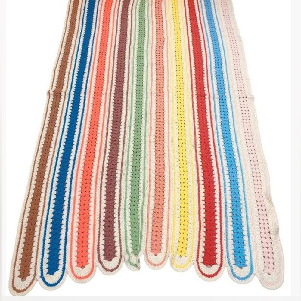 Handmade Colorful Striped Crochet Blanket